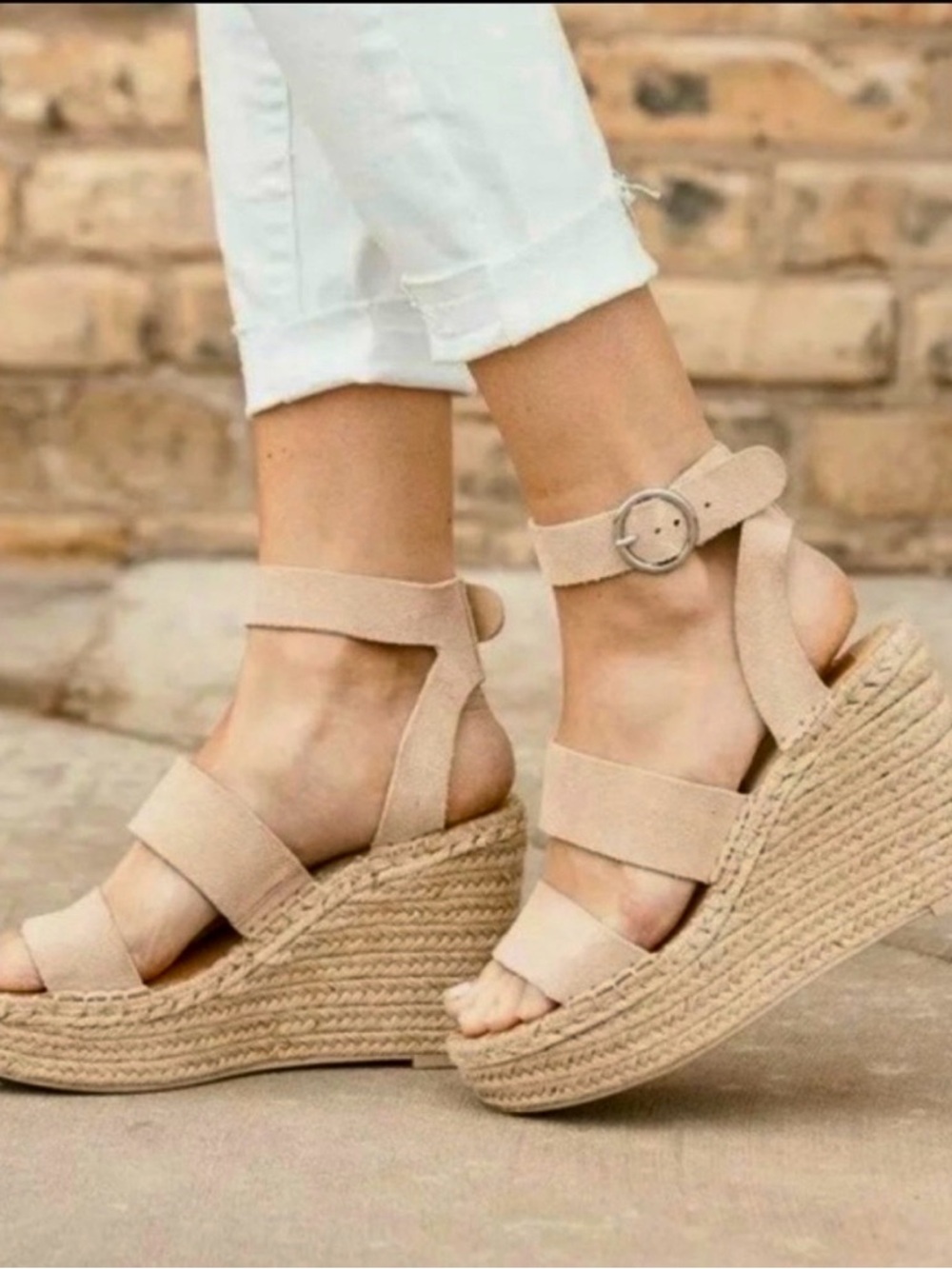 Dolce Vita Nude Espadrille Wedge Sandals with Ankle Strap